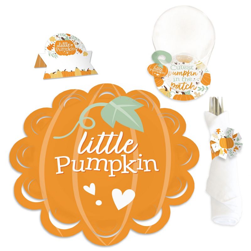 Big Dot of Happiness Little Pumpkin - Fall Birthday Party or Baby Shower Paper Charger and Table Decorations - Chargerific Kit - Place Setting for 8, 1 of 9