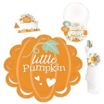 Big Dot of Happiness Little Pumpkin - Fall Birthday Party or Baby Shower Paper Charger and Table Decorations - Chargerific Kit - Place Setting for 8