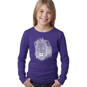 LA Pop Art Girl's Word Art Long Sleeve - Lion - 1 of 4