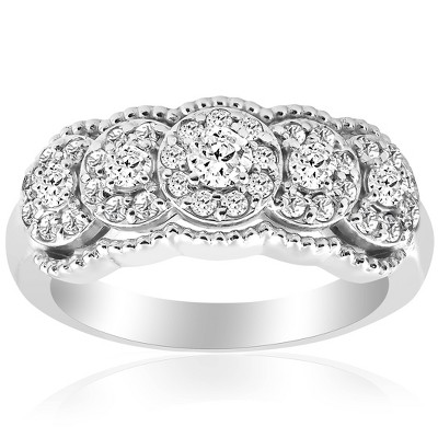 Pompeii3 1ct Antique Diamond Wedding Stackable Anniversary Ring 14K White Gold