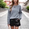 Amaryllis Women's Cable Knit Sleeve Crew Neck Sweater Long Sleeve Cozy Soft Knit Oversized Fit - 3 of 4