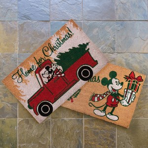 Licensed Disney Mickey Mouse Everyday Christmas Holiday Modern Graphic Novelty Natural Coir Non-Slip Indoor/ Outdoor 2 Pack Door Mat Set, 20x34 - 1 of 4