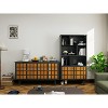 Vynxaria Bookcase with Cabinet, Bookshelf with Doors, Black&Honey - 4 of 4
