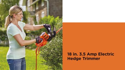 Black+decker HT18 3.5 Amp 18 inch Corded Hedge Trimmer, Orange