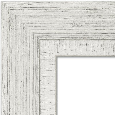 Rustic White Wash 31" x 27" Beveled Wood Wall Mirror