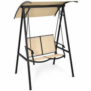 60"2 Person Patio Swing with Weather Resistant Glider and Adjustable Canopy - 1 of 4