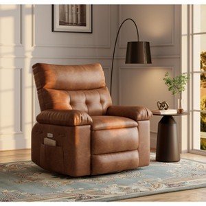 Jojoka Oversized Manual Recliner Sofa Chair with 1.5X Sponge Padded Arms and Back, Faux PU Leather Lazy Sofa for Adults - 1 of 4