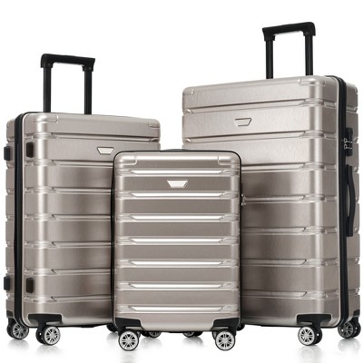 Coolife Hardshell Luggage Set 3 Piece, Durable ABS+PC Travel Suitcase with Spinner Wheels for Men Women (20/24/28 Inch),silver