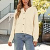 Women's Round Neck Cable Knit Sweater Cardigan with Front Button Down and Long Sleeve Open Front Design - image 3 of 4