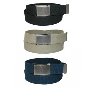 CTM Men's Fabric Belt with Flip Top Nickel Buckle (Pack of 3) - 1 of 4