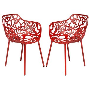 LeisureMod Devon Aluminum Stackable Outdoor Dining Armchair Set of 2 - 1 of 4