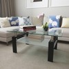 Tempered Glass Rectangle Coffee Table with Double Layer Storage and Metal Frame for Living Room - 3 of 4