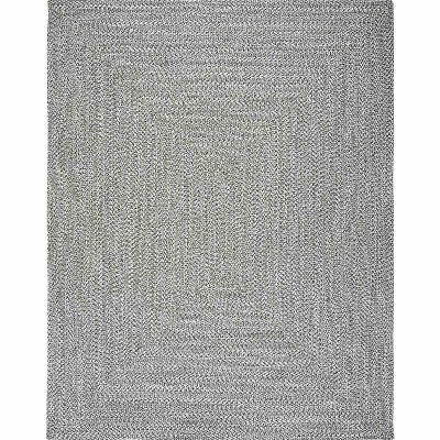 Hauteloom Cream Charcoal Braided Faux Jute Rug