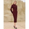 INSPIRE CHIC Women's Elegant Pencil Lapel V Neck Long Sleeve 2025 Trendy Work Knee Length Dresses - 3 of 4
