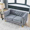 ChicFurnit Sofa Modern Velvet Button Tufted Square Arm 2 Seat / 3 Seat Sofa Comfortable and Stylish Seating Couches for Living Room, Gray/Beige/Beige - 2 of 4