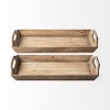HomeRoots Set Of 2 Natural Brown Wood With Grains And Knots Highlight Trays - 3 of 4