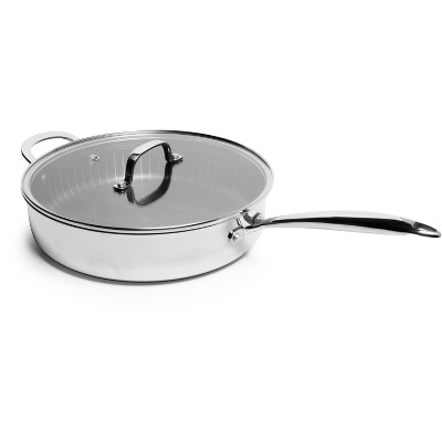 Cuisinart Classic 3.5qt Stainless Steel Saute Pan With Cover And Brushed  Gold Handles Matte White : Target