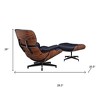 HomeRoots 28" Black and Rosewood Tufted Genuine Leather Lounge Chair With Ottoman - 3 of 4