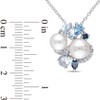 EVERLY JEWELRY | Sterling Silver London, Swiss and Sky Blue Topaz and Created White Sapphire and White Pearl Cluster Pendant - 4 of 4