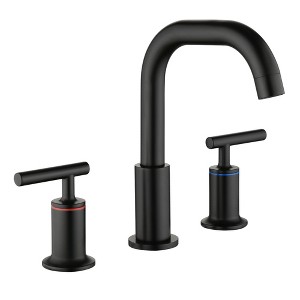 CLIHOME 8 in. Widespread 2-Handle Bathroom Faucet with Valve Water Supply Lines - 1 of 4