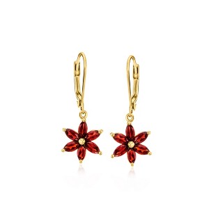 Ross-Simons 2.10 ct. t.w. Garnet Flower Drop Earrings in 18kt Gold Over Sterling - 1 of 3