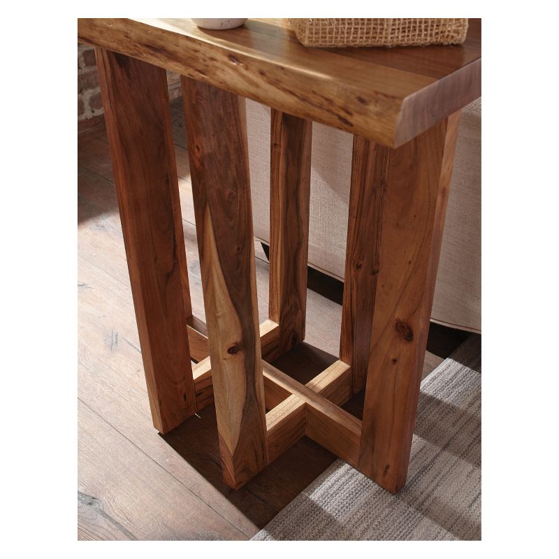 Alaterre Furniture 24" Berkshire Natural Brown Live Edge End Table Solid Wood, 4 of 8