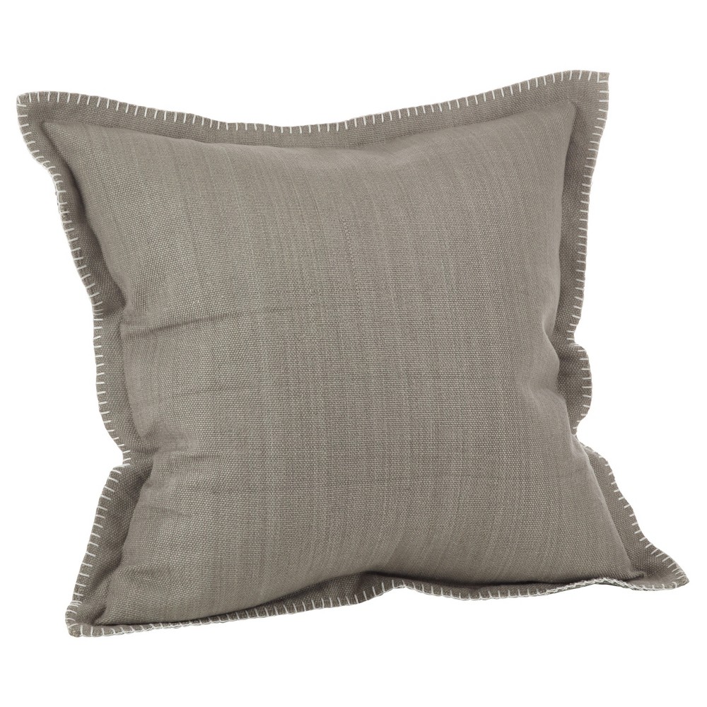 Photos - Pillow 20"x20" Whip Stitched Flange Design Throw  Gray - Saro Lifestyle