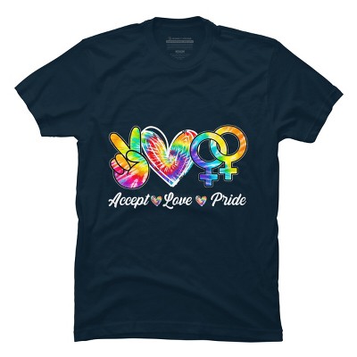 Adult Design By Humans Accept Love Tie-Dye Rainbow Pride By Marilynart T-Shirt