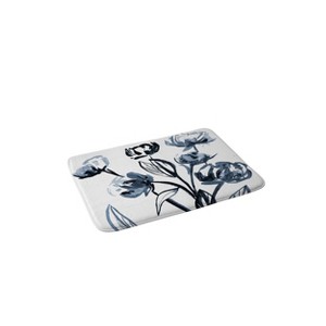 Alison Janssen Peonies Memory Foam Bath Rug Blue - Deny Designs: Microfiber, Machine Washable, Non-Slip Backing - 1 of 3