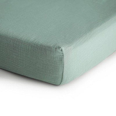 Mushie Extra Soft Muslin Crib Fitted Sheet - Roman Green