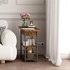 End Table with Charging Station - Sofa Couch Table, Flip Top Nightstand with USB Ports and Shelf - 3 of 4