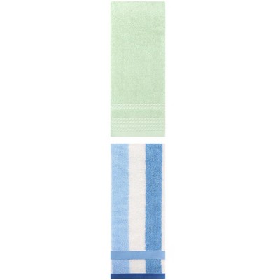 REGALWOVEN Striped Decorative Hand Towels for Bathroom Kitchen Gym 14" x 30"/13" x 29" 2 Pcs