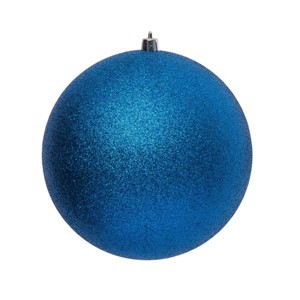 Season's Designs Christmas Tree 6" Blue Glitter Shatterproof Seamless Or - 1 of 2