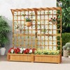 Costway 71" Large Wooden Planter Container with Trellis, Hanging Roof 4 Drainage Holes - 2 of 4