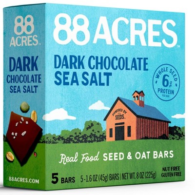 88 Acres Dark Chocolate Sea Salt Seed & Oat Granola Bars - 6g Protein - 8oz/5ct