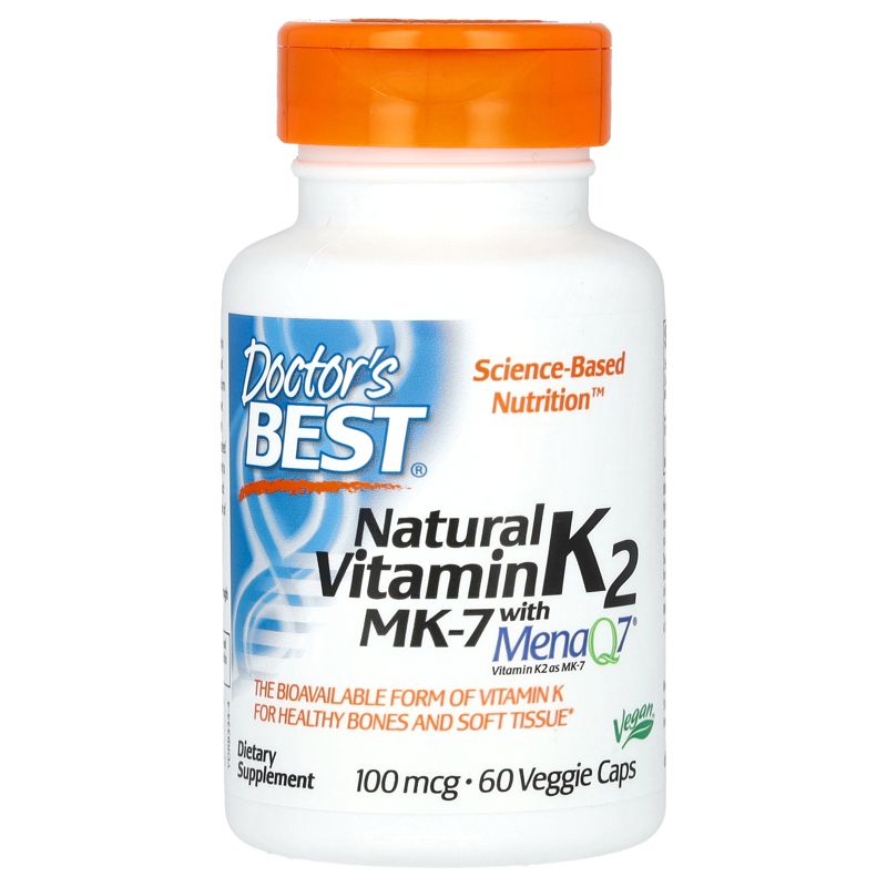 Doctor's Best Natural Vitamin K2 MK-7 with MenaQ7, 100 mcg, 60 Veggie Caps, 1 of 3
