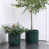 LuxenHome 11" Dia Ceramic Planter Jade Green Glazed Ribbed Plant Pot Large Outdoor Indoor Decorative Flower Pot with Drainage Hole and Plug - 4 of 4