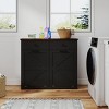Farmhouse Barn Door Double Tilt Out Trash Cabinet for 20 Gallon, 39" Freestanding Kitchen Recycling Bin with Drawer-3irtyhousy - 3 of 4