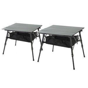 ARROWHEAD OUTDOOR 39" Aluminum Folding Camping Table, Adjustable Height Roll-Up Top, Under-Table Mesh Storage Shelf, Portable, Carry Bag, Grey 2-Pack - 1 of 4