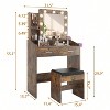 Vanity Desk with Mirror, Lights, Power Outlet, 3 Lighting Modes, 2 Drawers - 3 of 4