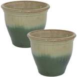 Sunnydaze Studio Outdoor/Indoor High-Fired Glazed UV- and Frost-Resistant Ceramic Planters with Drainage Holes