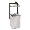 Honey-Can-Do Laundry Shelf + Hamper Combo with Wood Light Oak: Wall Mounted Hanging Clothes Hamper, Collapsible Sorter - 2 of 4