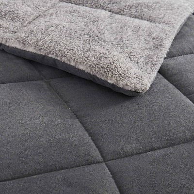King Gray Reversible Microfiber Down Alternative Comforter Set