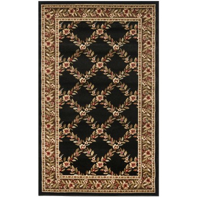 Elegant Lyndhurst Hand-Knotted Black/Brown Synthetic Area Rug, 3'3" X 5'3"