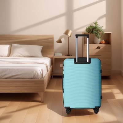 INFURNIC Bag And Luggage Sets Rolling Suitcase Set 3 Piece Hard Suitcases with Wheels, Lightweight Travel Luggage, Blue, 21.46"*12.01"*30.51"