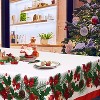 Washable Christmas Tablecloth with Holly Berry & Flower Pattern, Large Waterproof Holiday Table Cover, Indoor Outdoor Dining Table Decor - 4 of 4