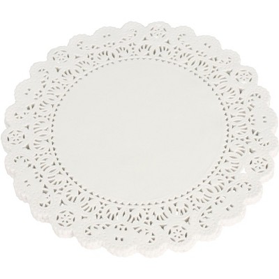 School Smart Paper Die Cut Round Lace Doilies, 8 Inches, White, pk of 100