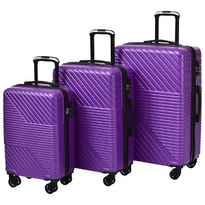 3 Pieces Luggage Sets Travel Suitcase with Double Spinner 8 Wheels TSA Lock Silent-Running Lightweight Hardshell Suitcase 20'' 24'' 28'' - 1 of 4