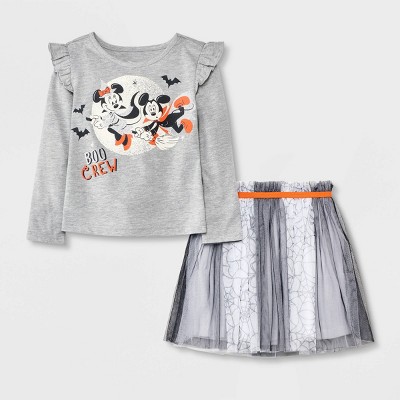 Toddler Girls' Disney Minnie Mouse Solid Tutu Top and Bottom Set - Gray 12M