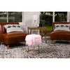 BirdRock Home Round Pink Faux Fur Foot Stool Storage Ottoman with Pale Gold Legs - 3 of 4